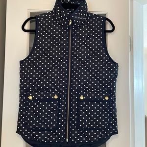 J Crew blue and white polka dot vest.